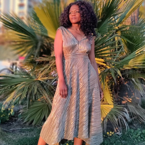 NWT MAJE Royal Pleated Maxi Dress In Khaki sz 40 $415 - Picture 3 of 16